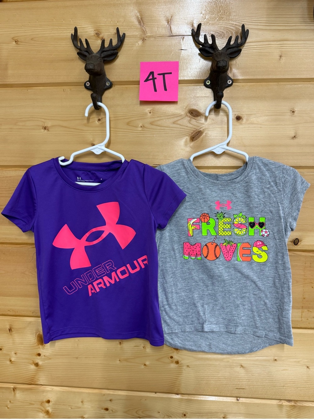 Under Armour Girls' Purple Tee with Pink Logo - 4T